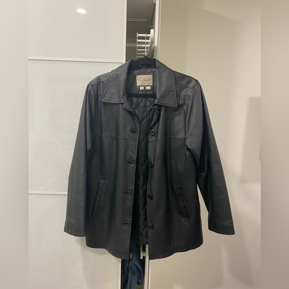 Sequence leather coat